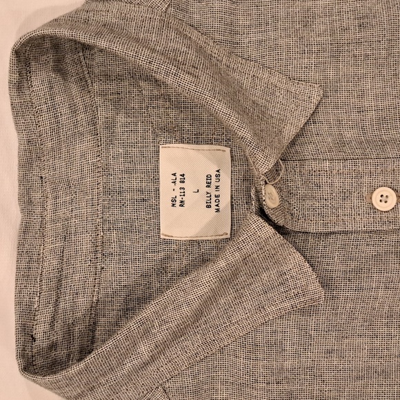 Billy Reid, Size Large, Grey Tweed Print, Long Sleeve Casual Shirt - Picture 5 of 5